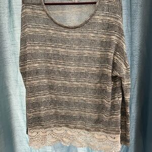 Kismet Textured Knit Top in Gray and Cream